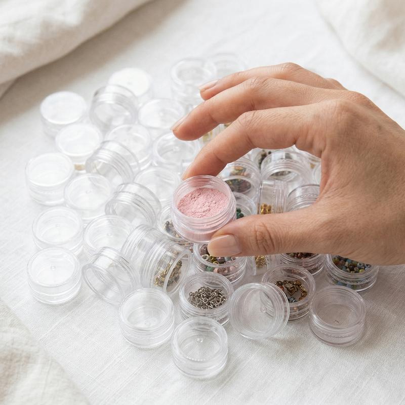 Nail Art Inspo - 50Pcs Empty Clear Plastic Cosmetic Jars