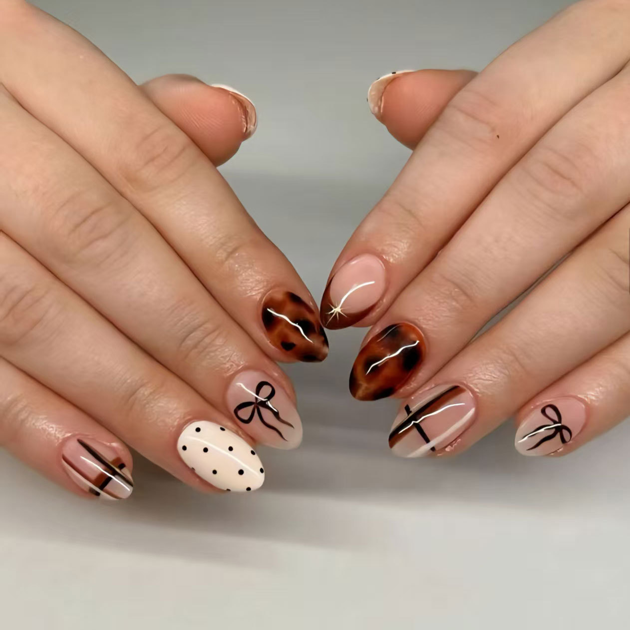 24pcs Flower False Nails Brown - đánh giá và giá Nail Art Leopard