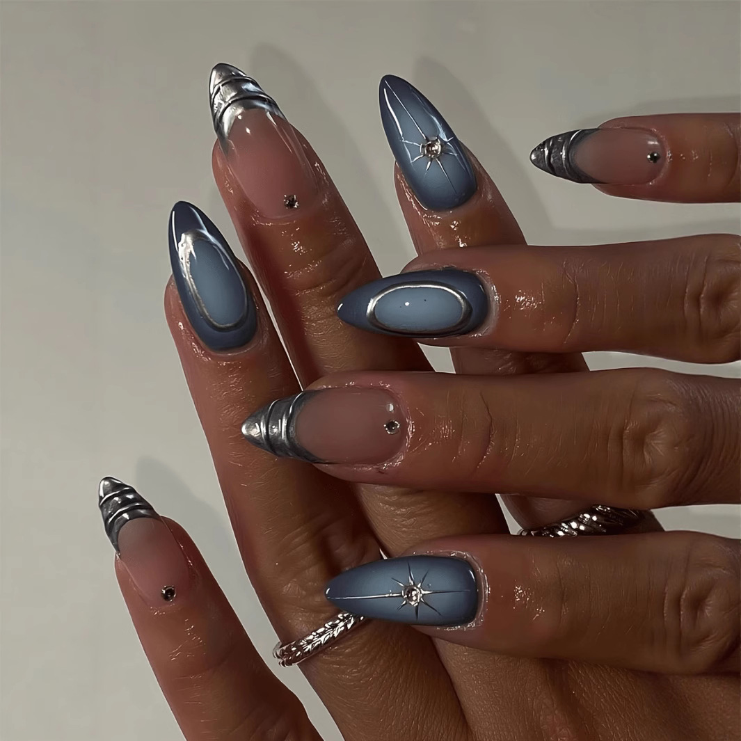 24Pcs Short Almond Nails Set F - đánh giá và giá Nail Art Inspo