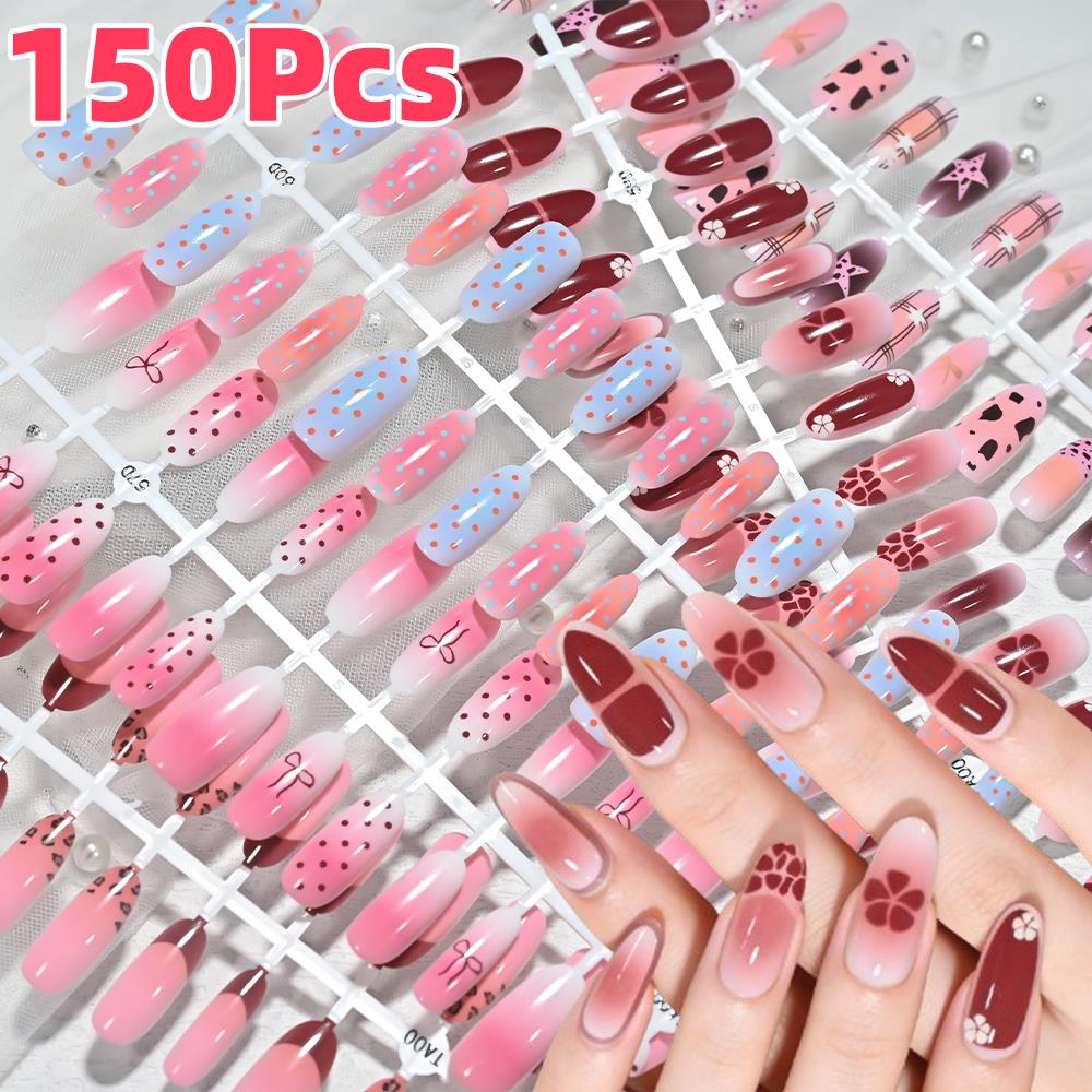150Pcs Pink Blue Ombre Leopard - đánh giá và giá Nail Art Leopard