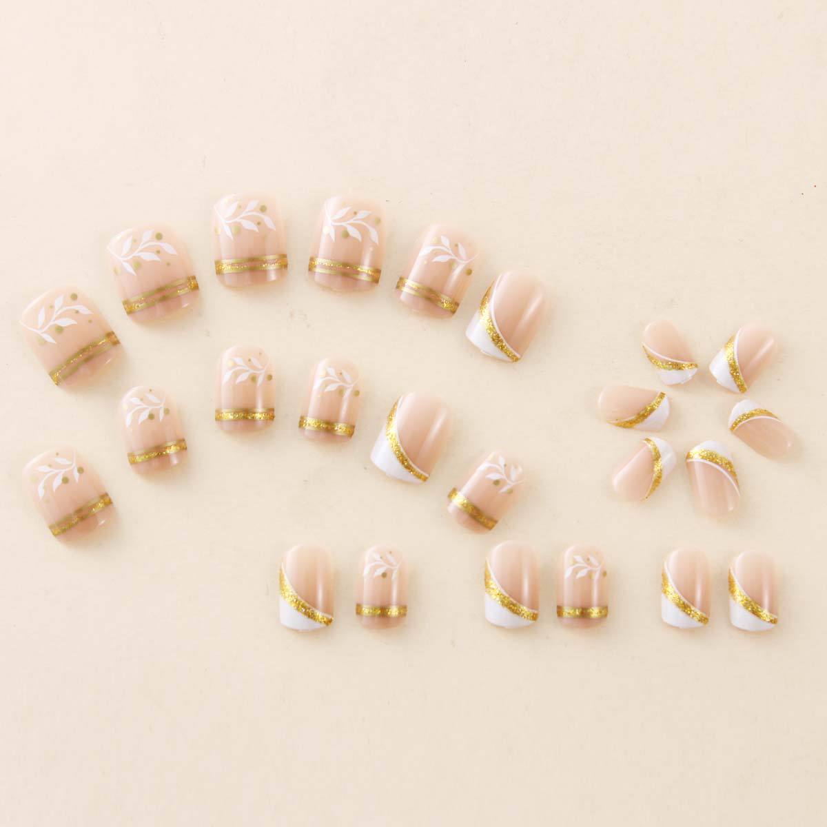 Nude Short Square Press On Nai - đánh giá và giá Nail Art Glitter