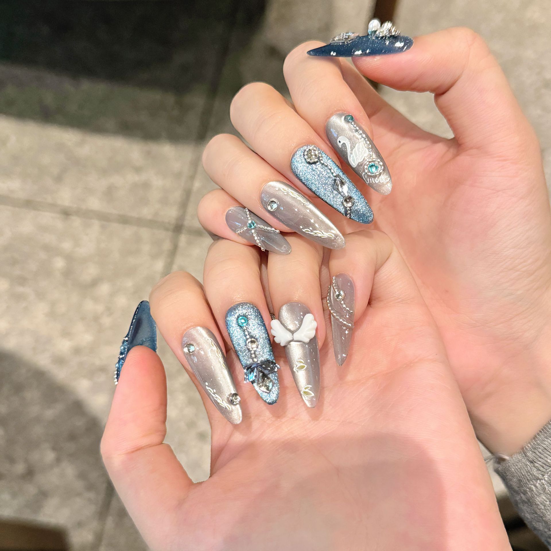 10Pcs White Swan Handmade Fals - đánh giá và giá Nail Art Glitter