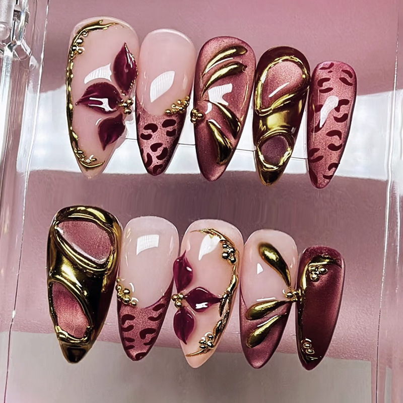 24Pcs Leopard Print French Alm - đánh giá và giá Nail Art Leopard