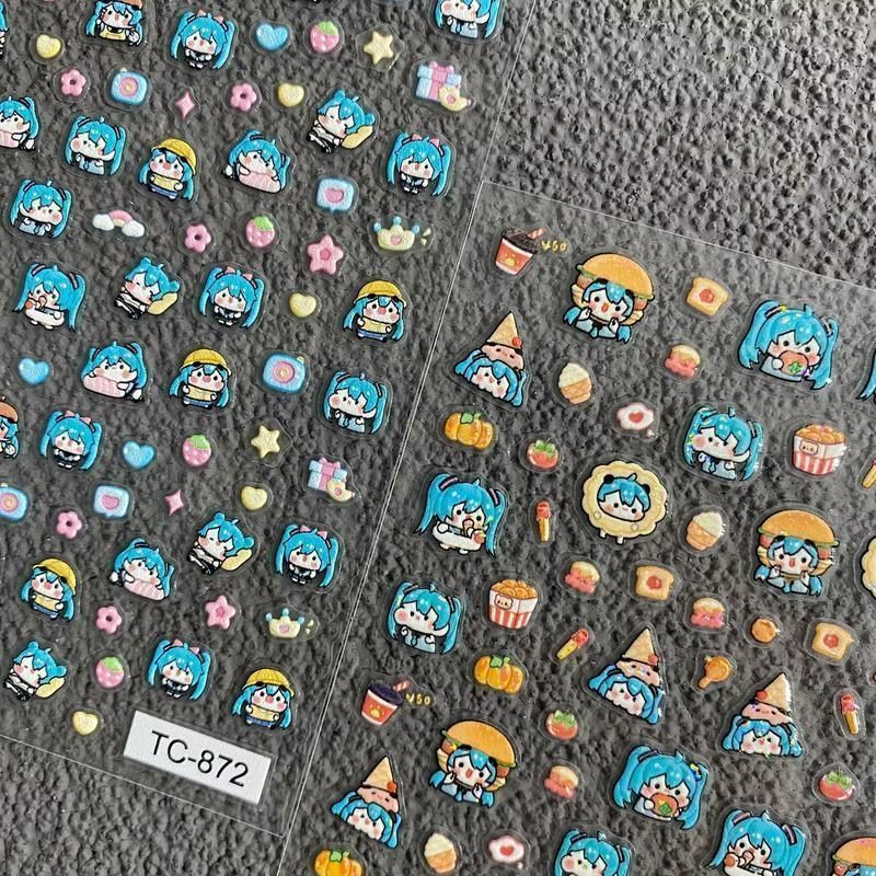 Cute Cartoon Hatsune Miku Nail - đánh giá và giá Nail Art Motif