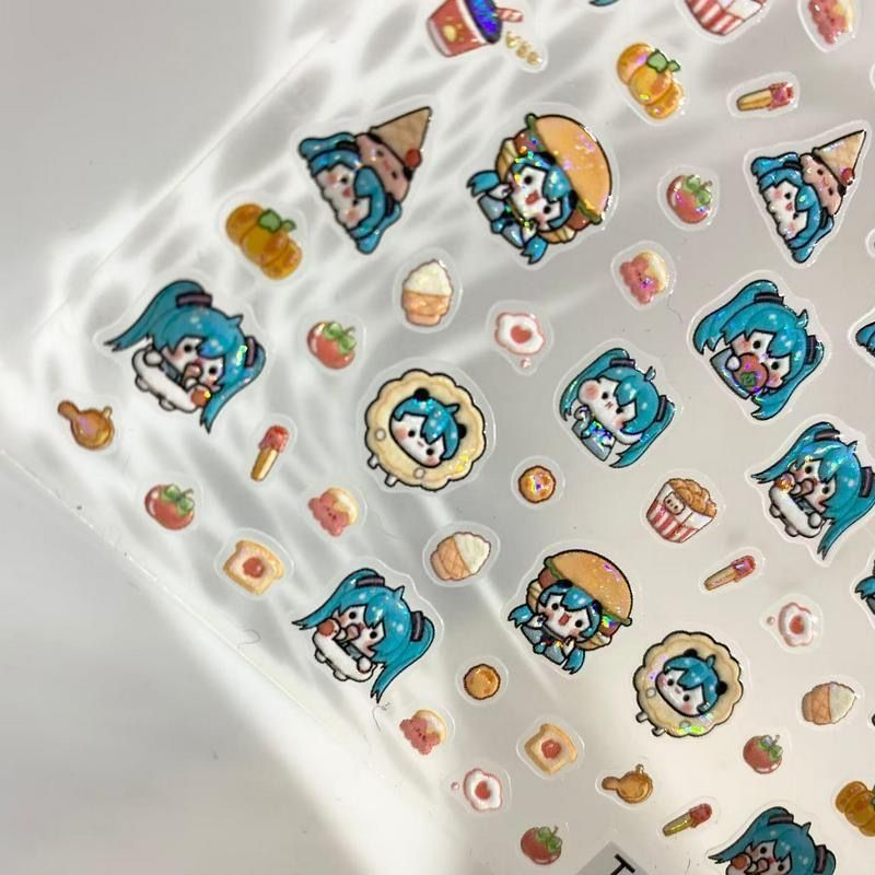 Cute Cartoon Hatsune Miku Nail - đánh giá và giá Nail Art Motif
