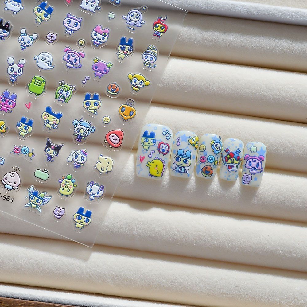 Tamagotchi Cartoon 3D Embossed - đánh giá và giá Nail Art Motif