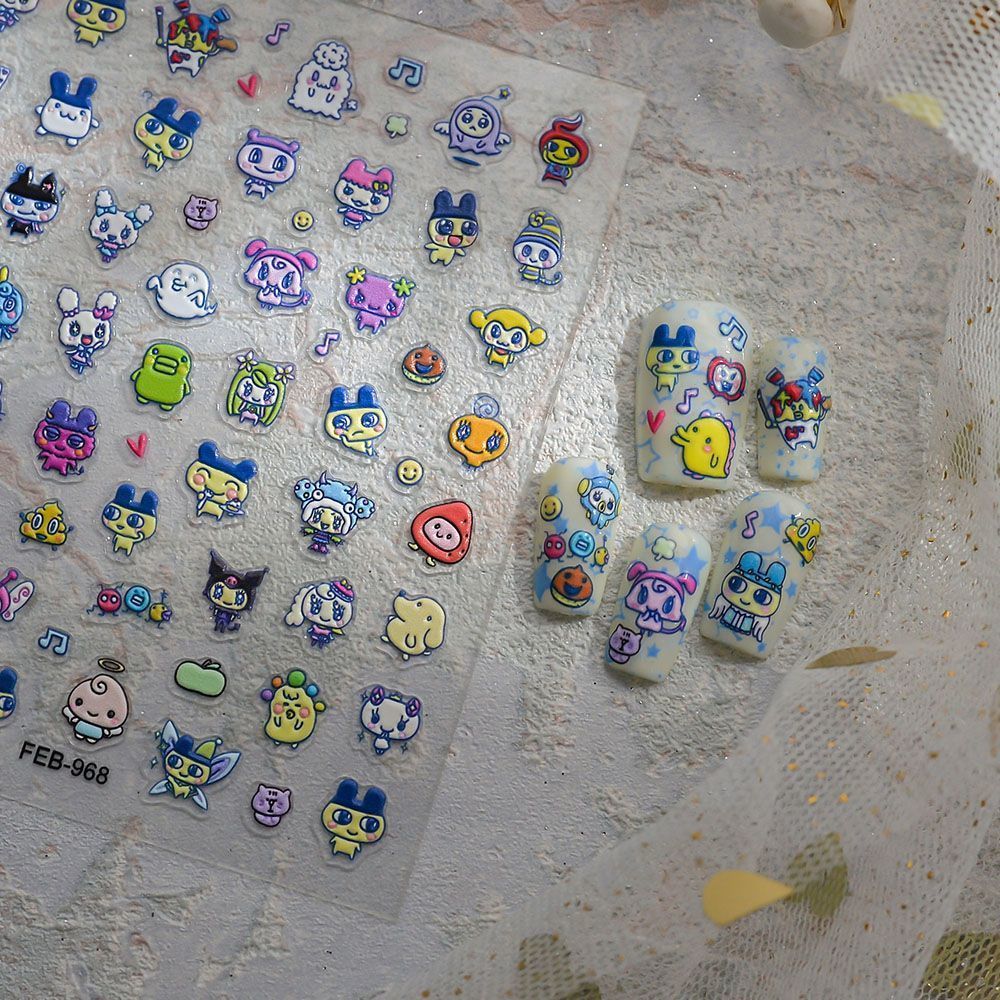 Tamagotchi Cartoon 3D Embossed - đánh giá và giá Nail Art Motif