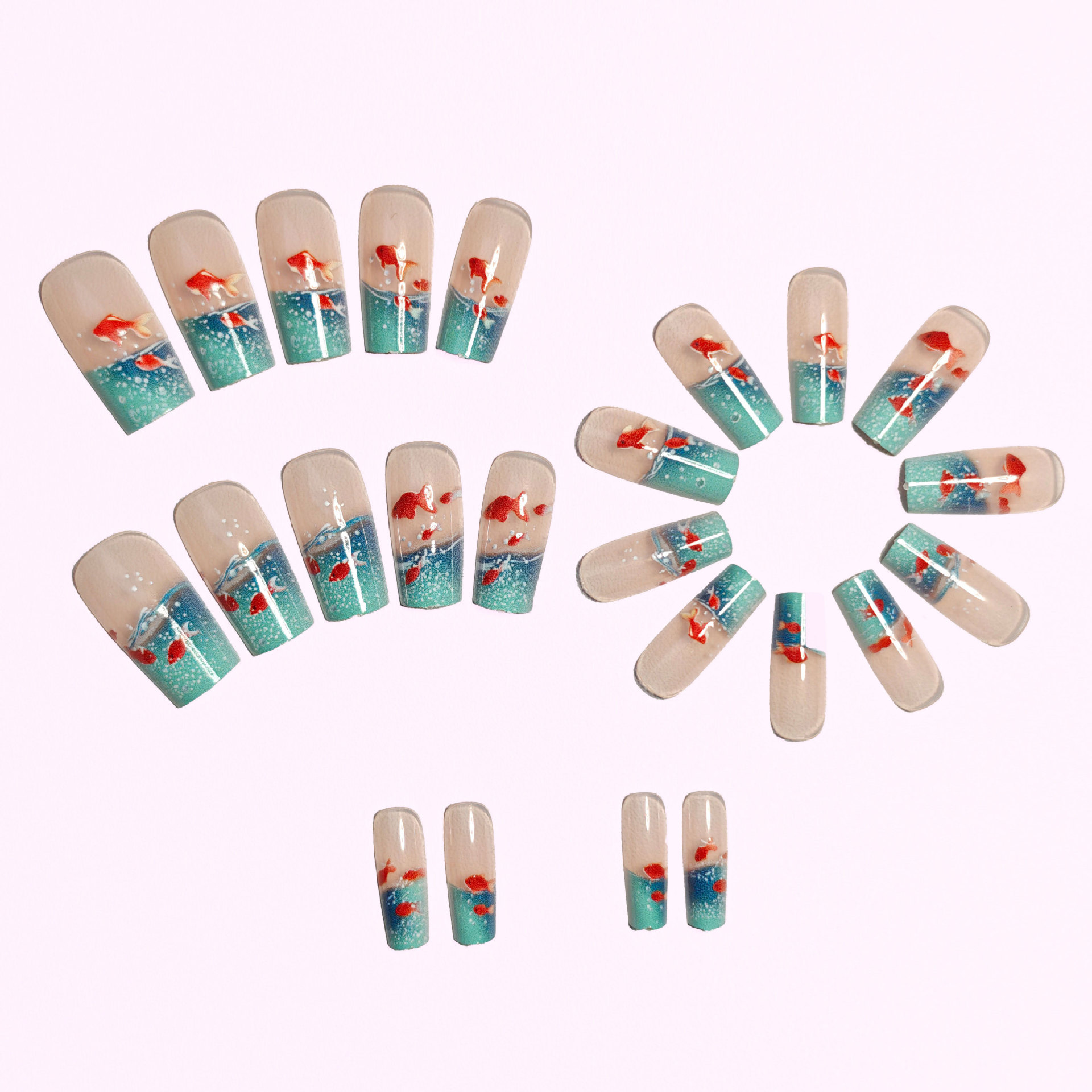 Medium long Square fake nails  - đánh giá và giá Nail Art Red
