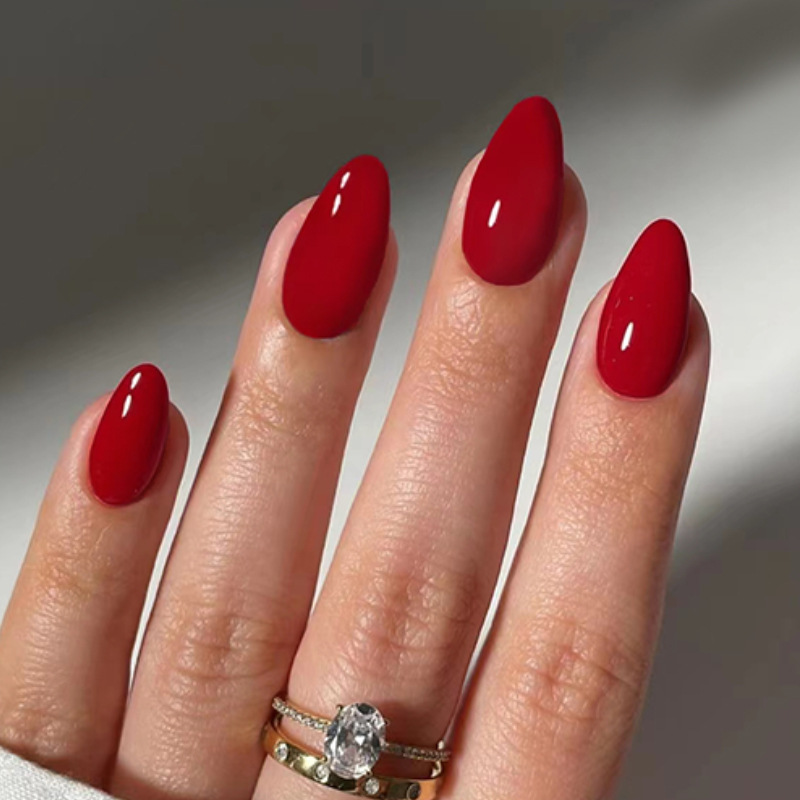 24pcs Solid Color False Nails  - đánh giá và giá Nail Art Red