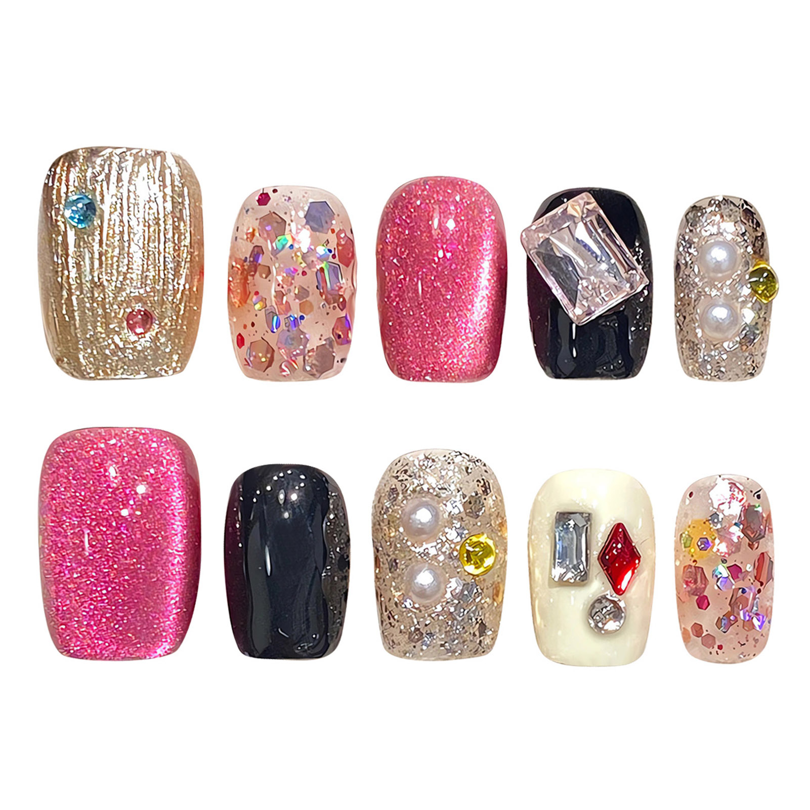 Handmade Press on Nails Glitte - đánh giá và giá Nail Art Glitter
