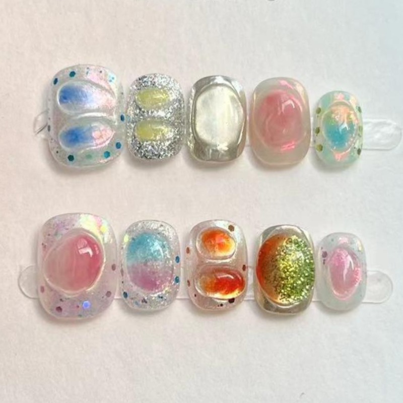 10Pcs Cute Short Round Handmad - đánh giá và giá Nail Art Glitter