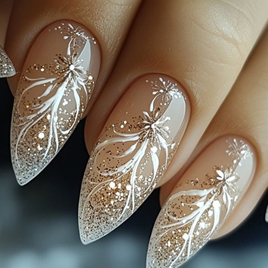 24pcs/set Short Medium fake na - đánh giá và giá Nail Art Glitter