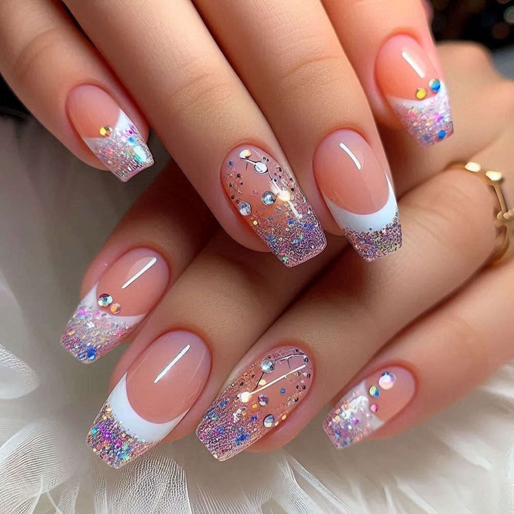 24pcs/set Short Medium fake na - đánh giá và giá Nail Art Glitter