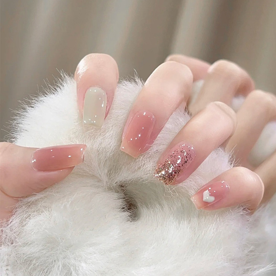 24pcs/set Short Medium fake na - đánh giá và giá Nail Art Glitter