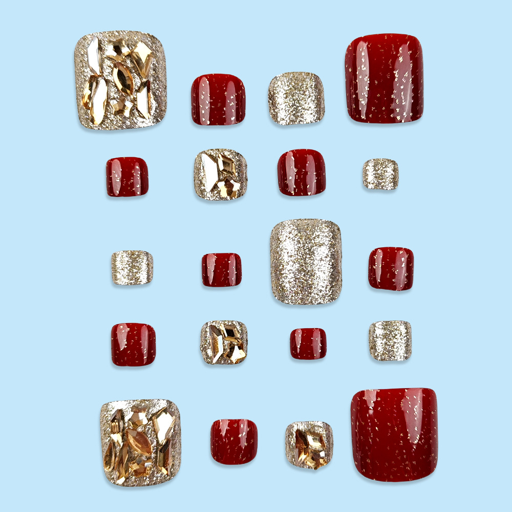 24pcs Super Shiny Press on Toe - đánh giá và giá Nail Art Red