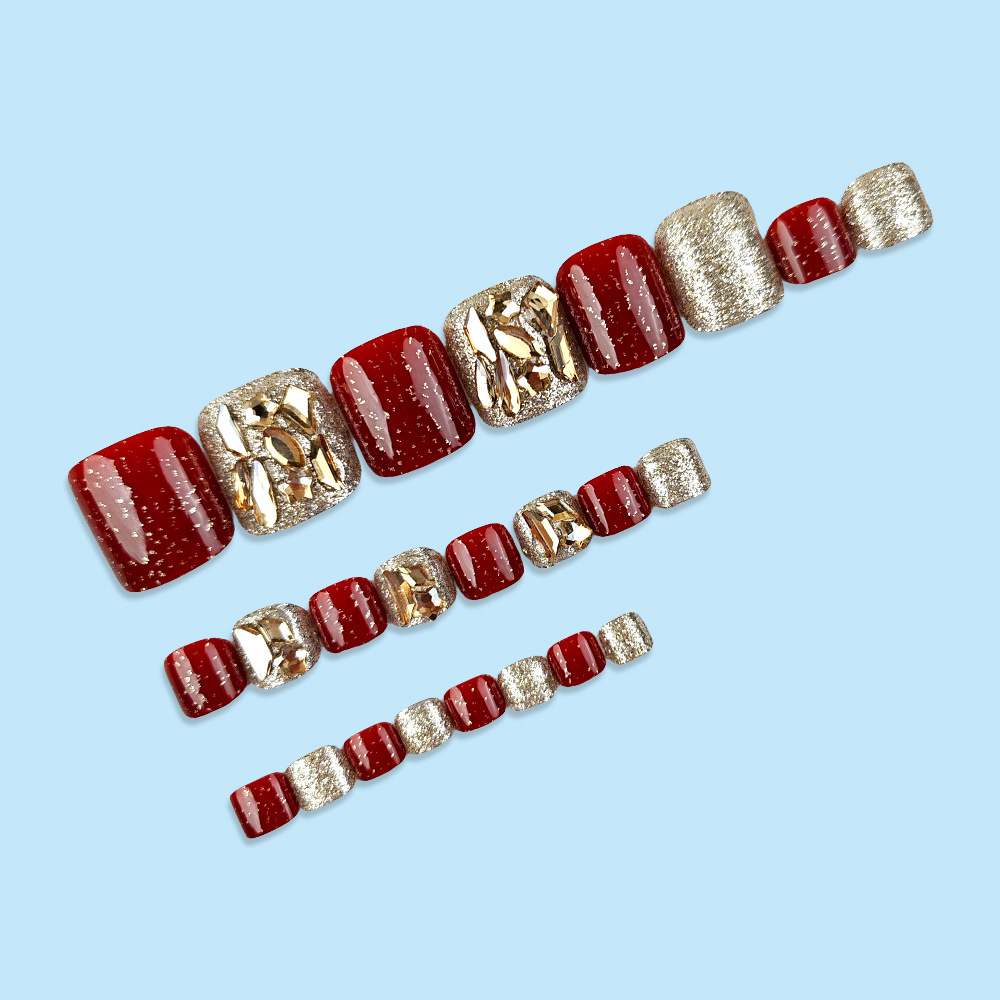 24pcs Super Shiny Press on Toe - đánh giá và giá Nail Art Red