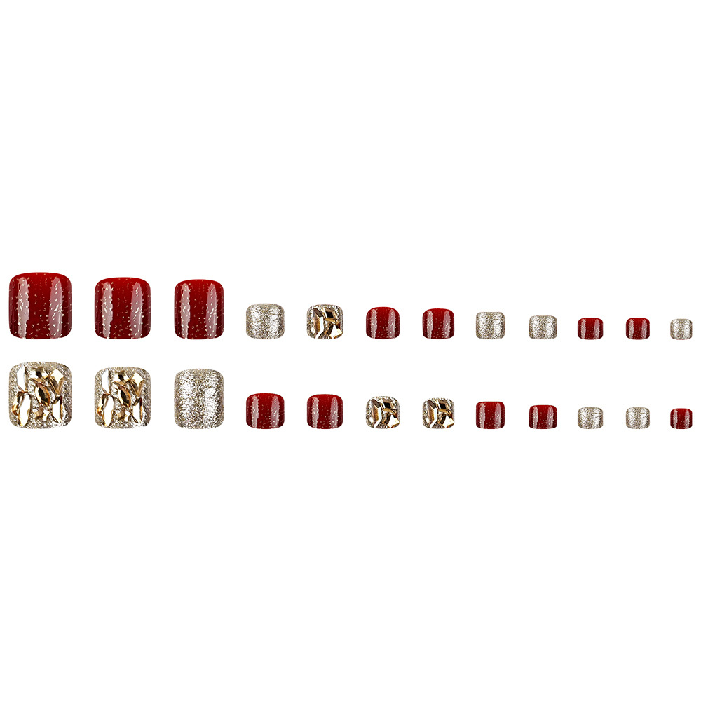 24pcs Super Shiny Press on Toe - đánh giá và giá Nail Art Red
