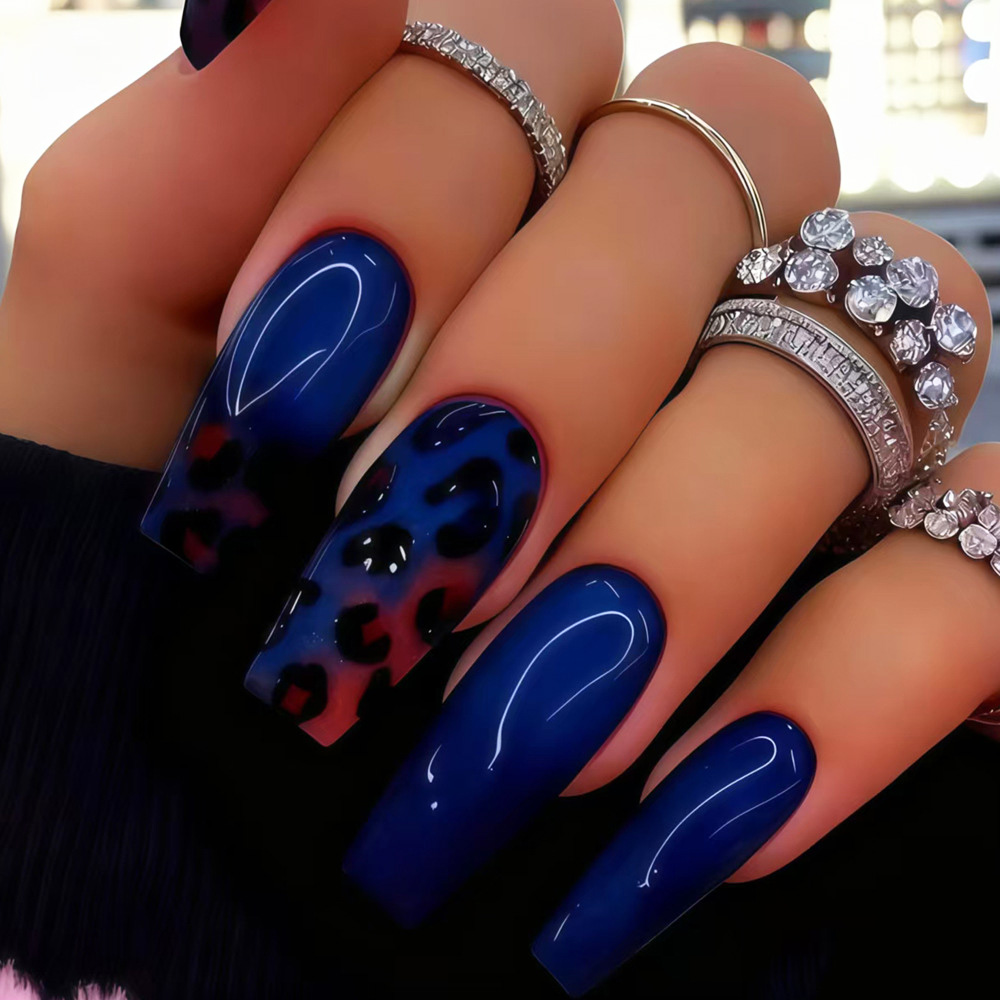 Medium fake nails tips for wom - đánh giá và giá Nail Art Leopard