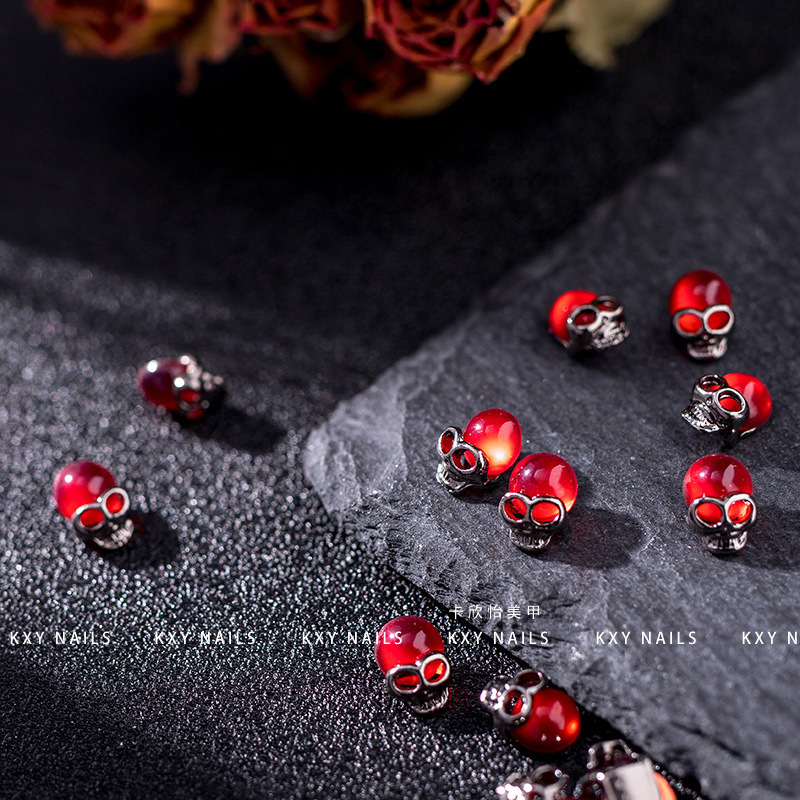 10PCS Red Skull Nail Charms Ac - đánh giá và giá Nail Art Lotso