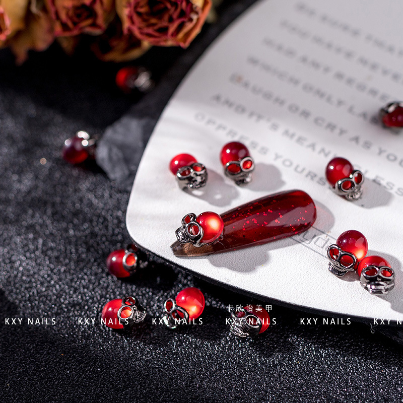 10PCS Red Skull Nail Charms Ac - đánh giá và giá Nail Art Lotso