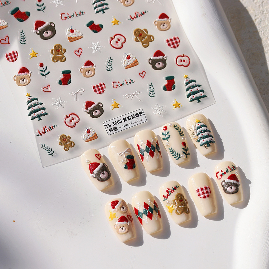 Cute Christmas Bear & Gingerbr - đánh giá và giá Nail Art Xmas Stickers