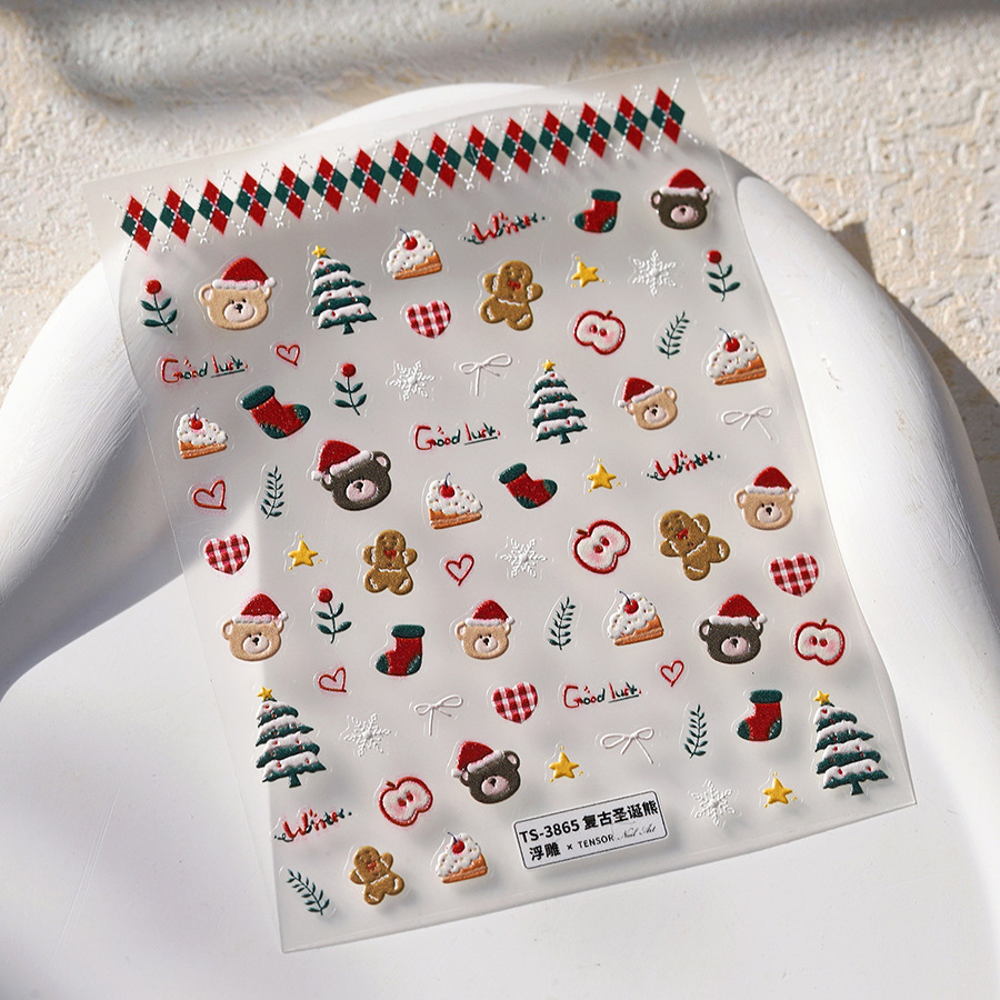 Cute Christmas Bear & Gingerbr - đánh giá và giá Nail Art Xmas Stickers