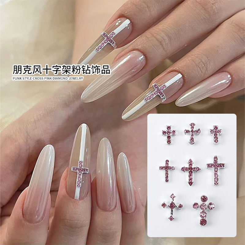 10PCS Punk Sparkle Pink Diamon - đánh giá và giá Nail Art Lotso