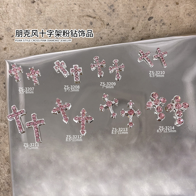 10PCS Punk Sparkle Pink Diamon - đánh giá và giá Nail Art Lotso