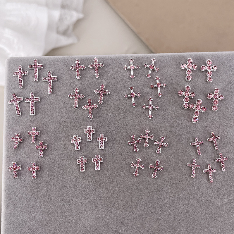10PCS Punk Sparkle Pink Diamon - đánh giá và giá Nail Art Lotso
