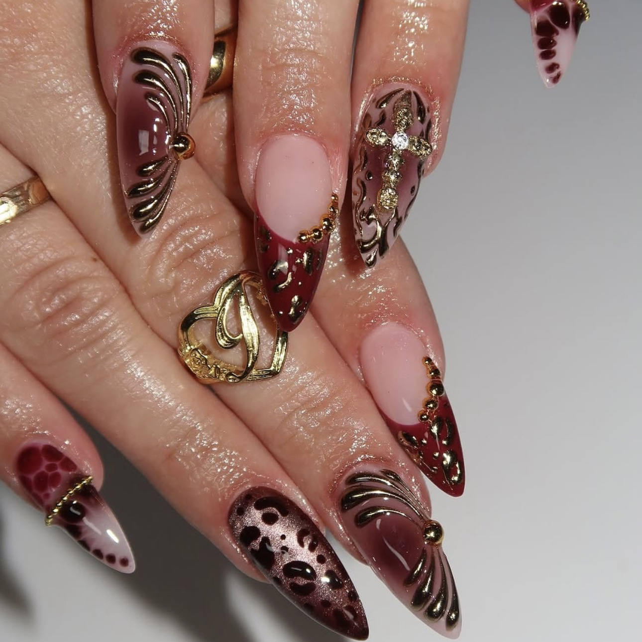 Gradient wine red brown fake n - đánh giá và giá Nail Art Red
