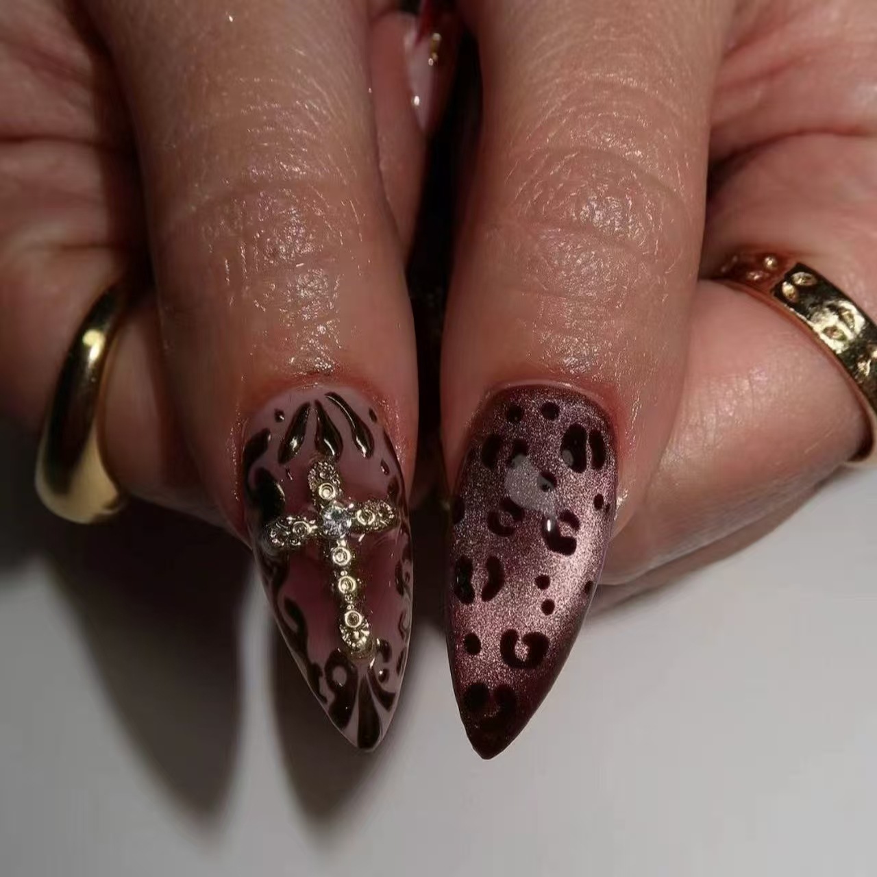 Gradient wine red brown fake n - đánh giá và giá Nail Art Red