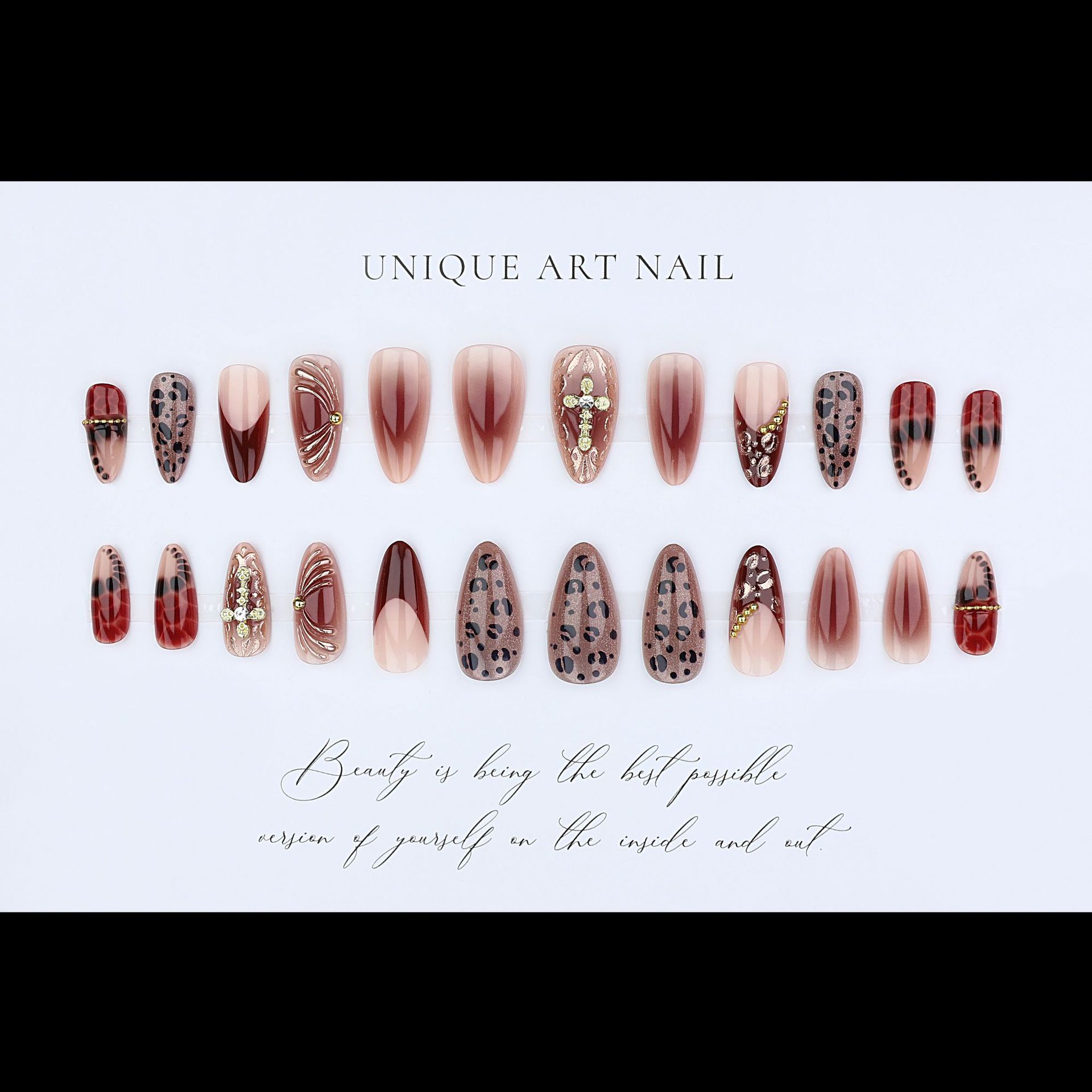 Gradient wine red brown fake n - đánh giá và giá Nail Art Red