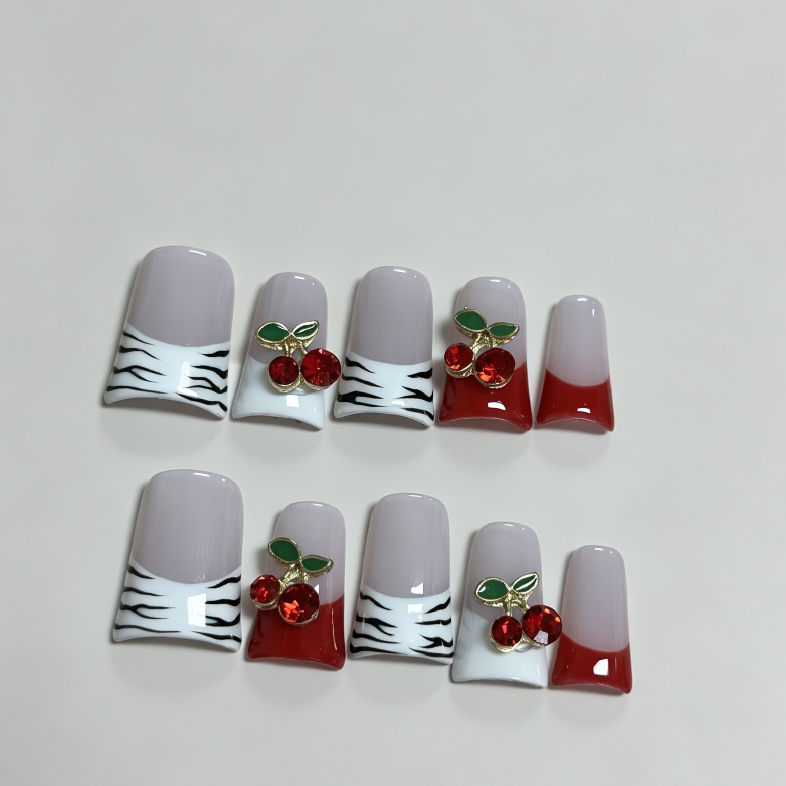 Medium Square 10Pcs French Pre - đánh giá và giá Nail Art Red