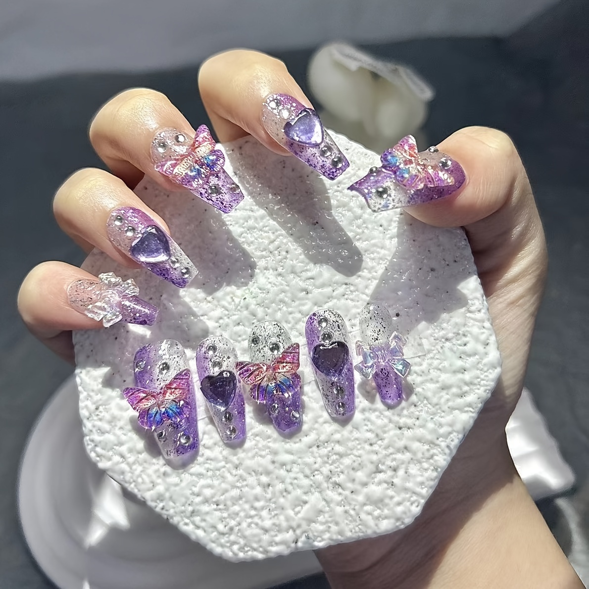 10 Pieces Purple Fantasy Butte - đánh giá và giá Nail Art Red