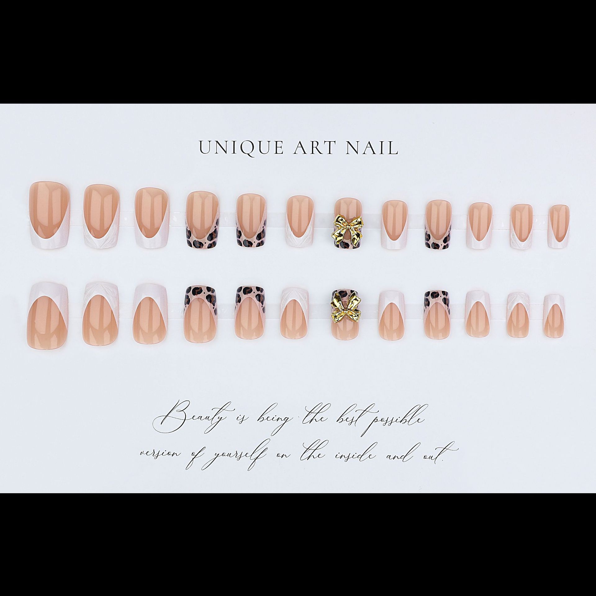 Short square fake nails for wo - đánh giá và giá Nail Art Leopard