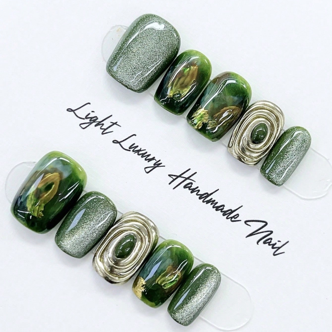10pcs Pure Hand Pressed Short  - đánh giá và giá Nail Art Inspo