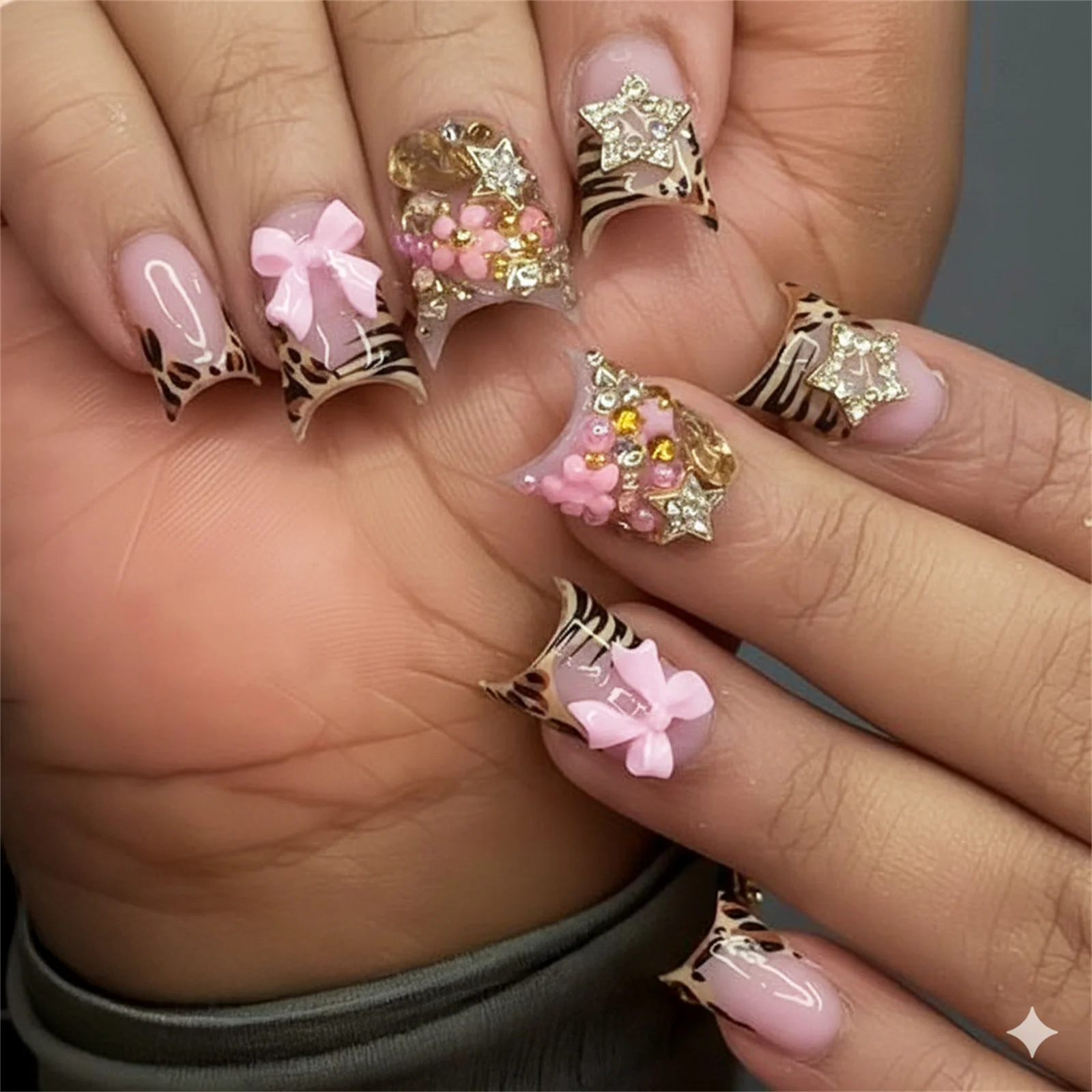 24Pcs Short Duckbill Press On  - đánh giá và giá Nail Art Leopard